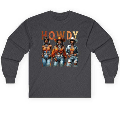 Howdy black cowgirls Long Sleeve Tee Dark Heather product mockup