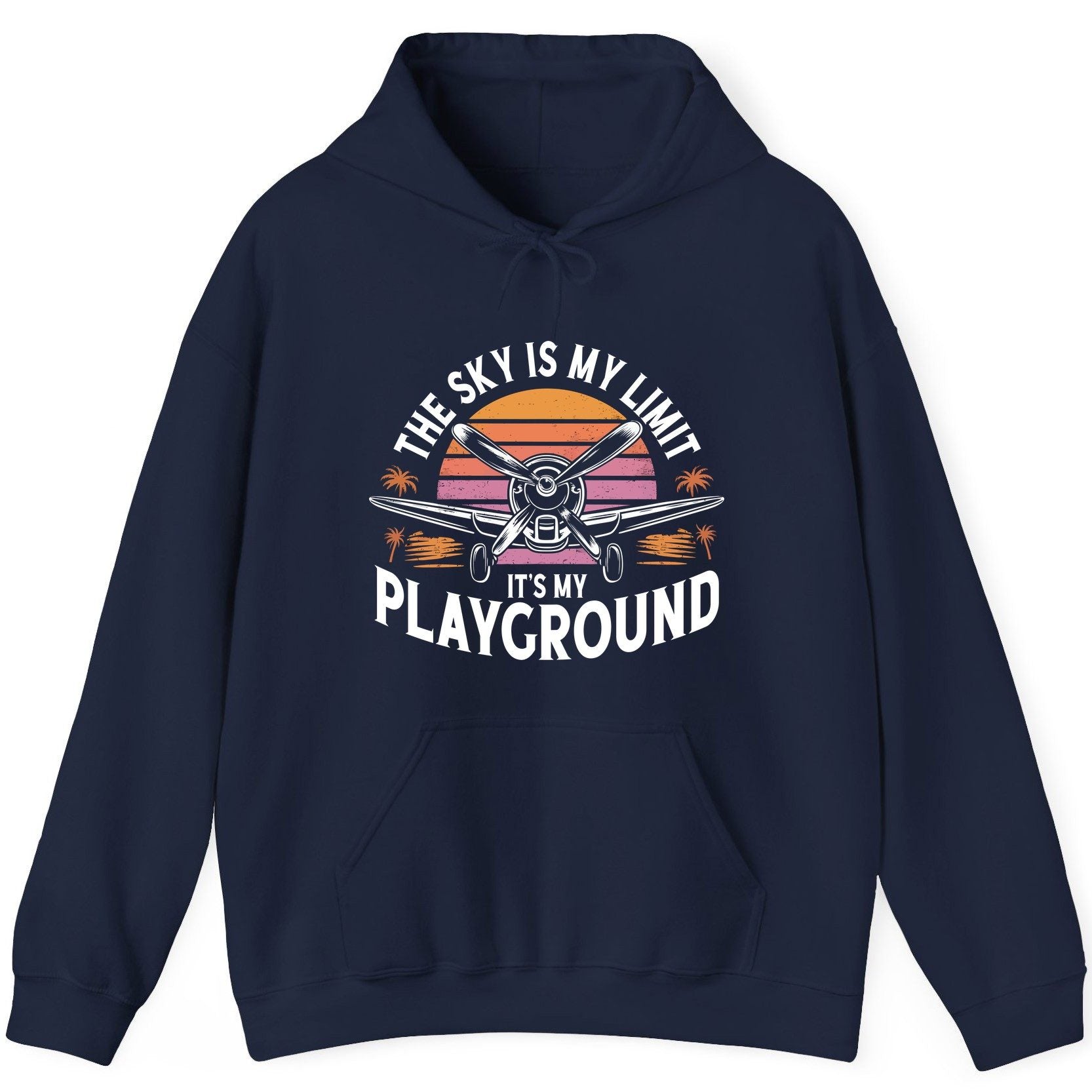 The Sky Is My Limit It's My Playground aviation Hoodie Navy product mockup