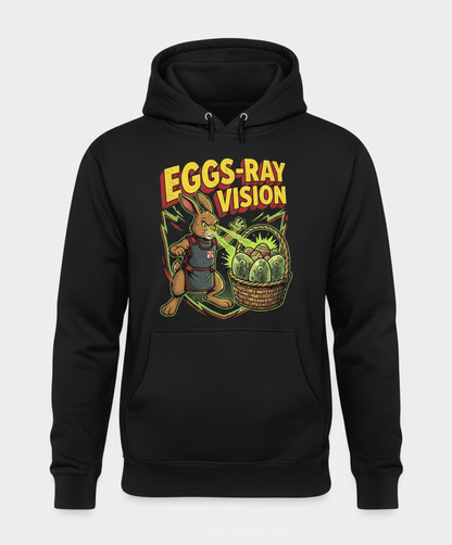 Eggs-Ray Vision Funny Easter Bunny Skeleton Hoodie - Black