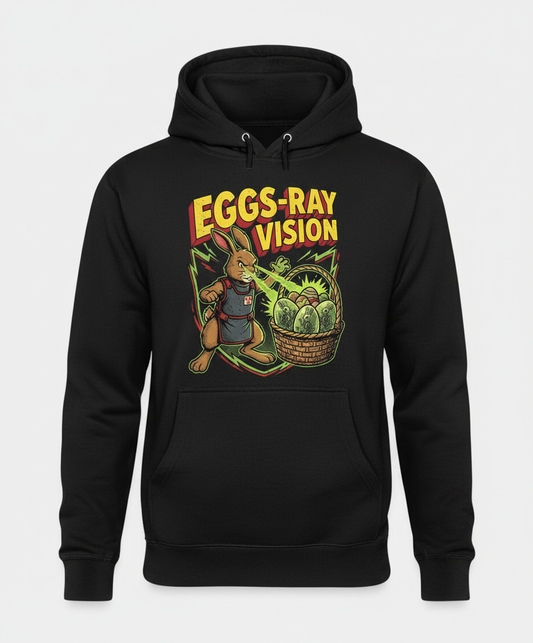 Eggs-Ray Vision Funny Easter Bunny Skeleton Hoodie - Black
