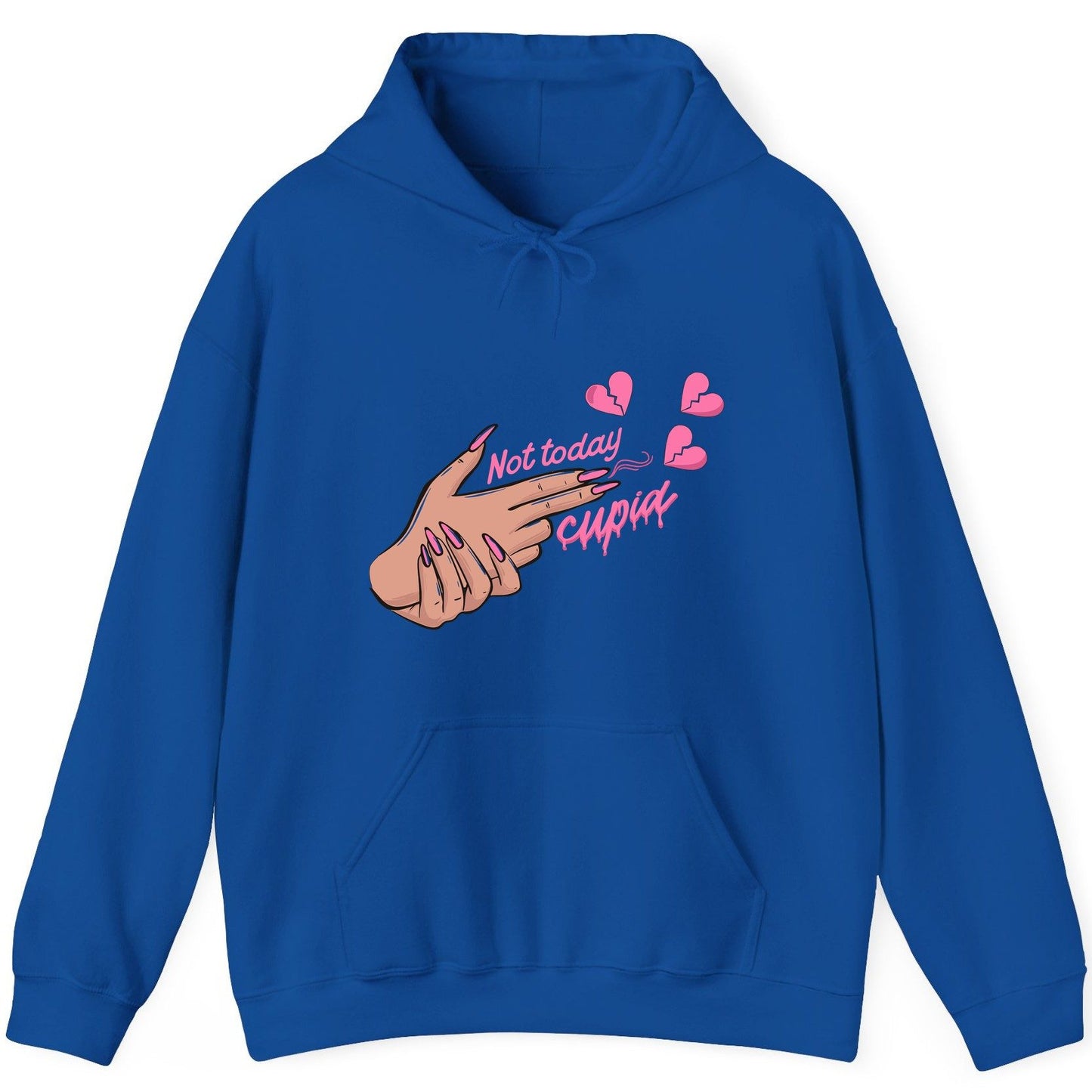 Not Today Cupid anti-Valentine's Day Hoodie Royal product mockup