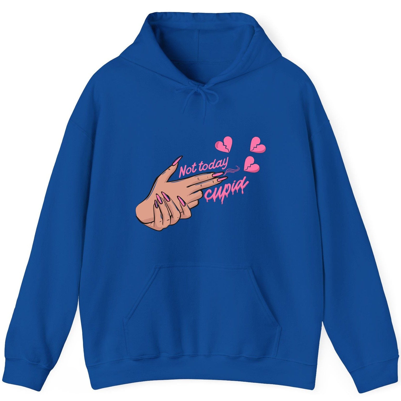 Not Today Cupid anti-Valentine's Day Hoodie Royal product mockup