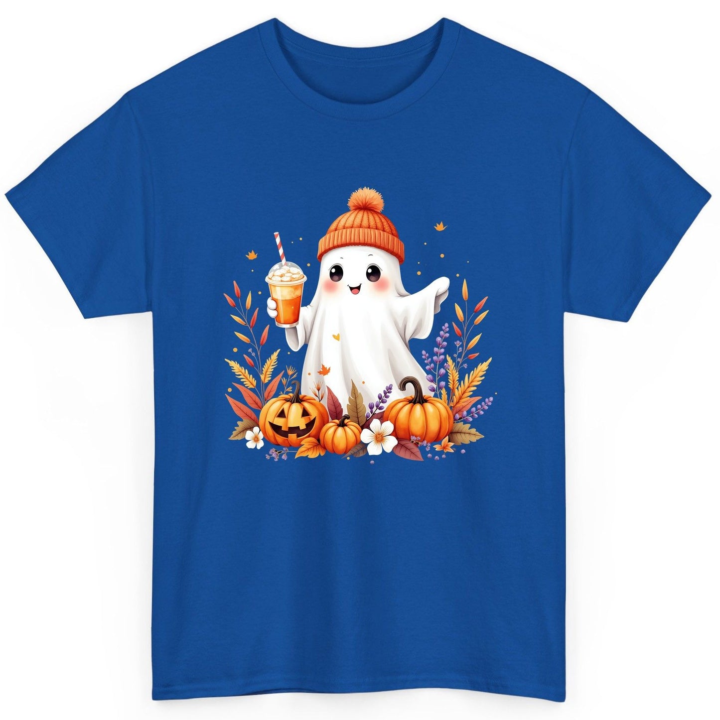Cute Ghost Pumpkin Spice Latte cute Halloween ghost T-Shirt Royal product mockup