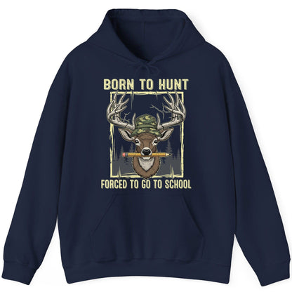 Born to Hunt Forced to Go to School hunting Hoodie Navy product mockup