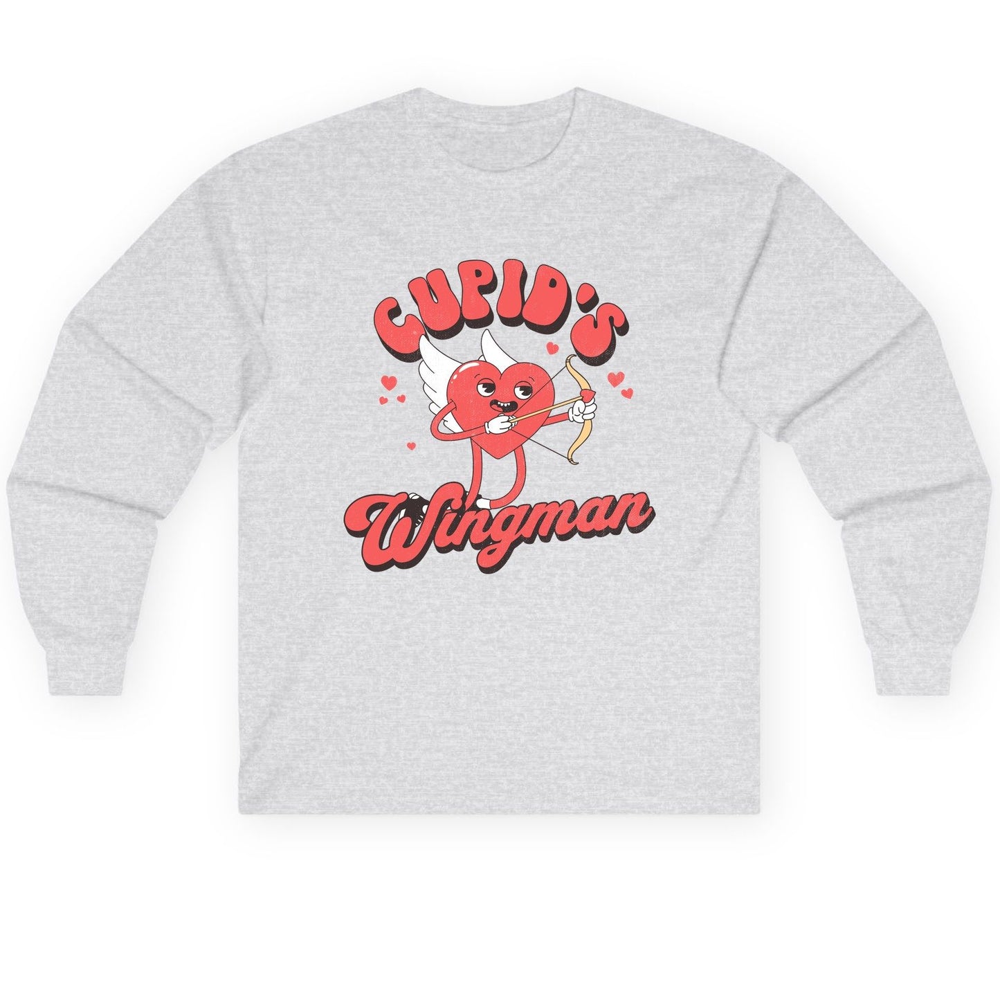Cupid's Wingman Valentine's Day Long Sleeve Tee Ash product mockup