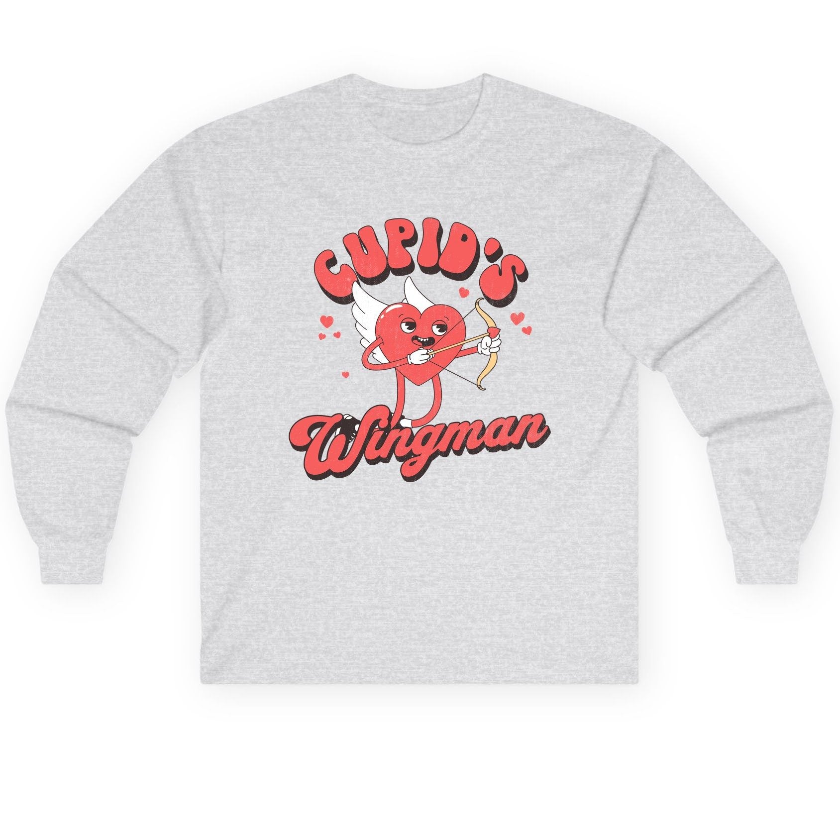 Cupid's Wingman Valentine's Day Long Sleeve Tee Ash product mockup