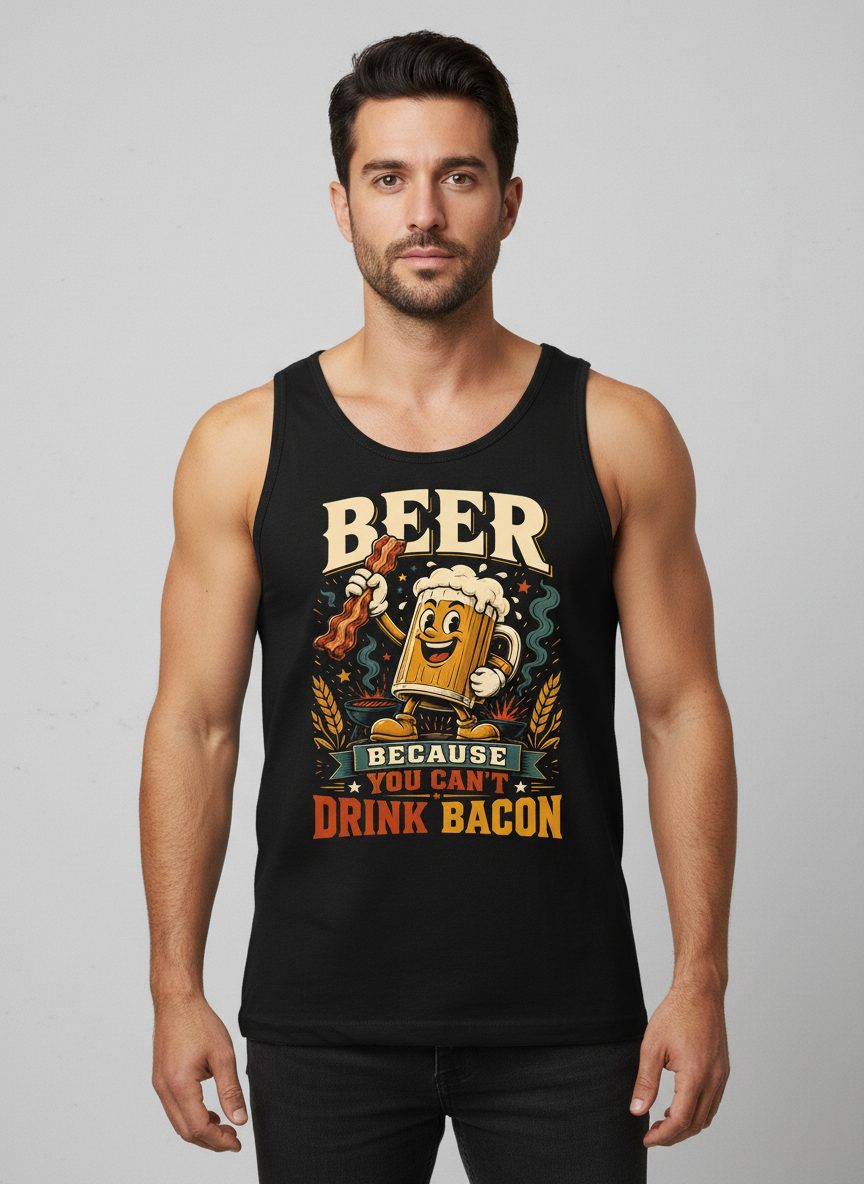 Cant Drink Bacon Beer Funny And Tank Top - product mockup - Black