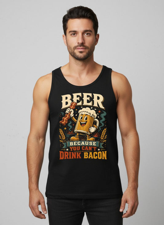 Cant Drink Bacon Beer Funny And Tank Top - product mockup - Black