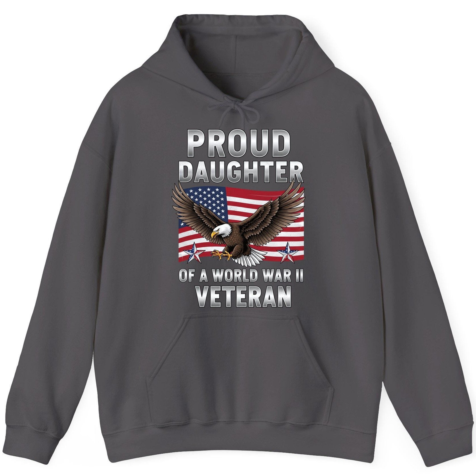 Proud Daughter of a World War Ii Veteran wwii veteran family Hoodie Charcoal product mockup