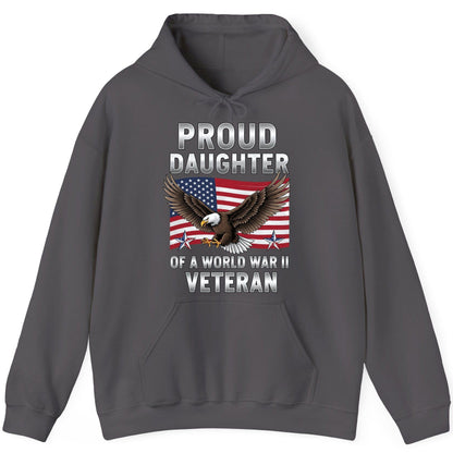 Proud Daughter of a World War Ii Veteran wwii veteran family Hoodie Charcoal product mockup