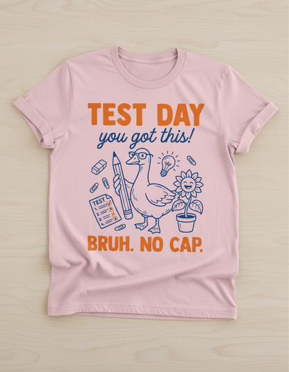 Funny Duck Test Day Encouragement Bruh No Cap T-Shirt - Light Pink