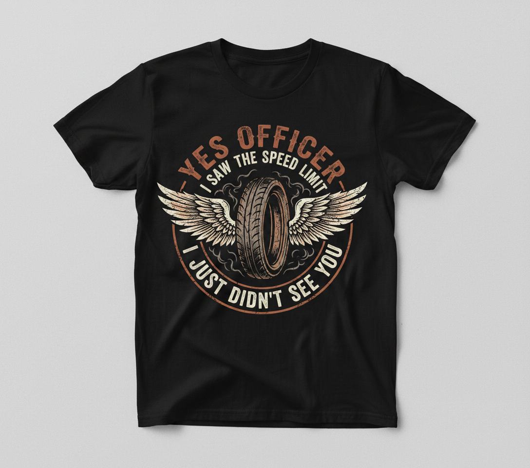 Yes Officer I Saw The Speed Limit Motorcycle Humor T-Shirt - Black