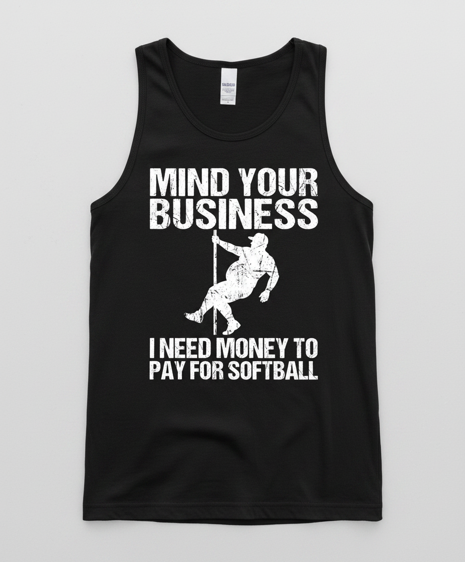 Mind Your Business I Need Money To Pay For Softball Tank Top - Black