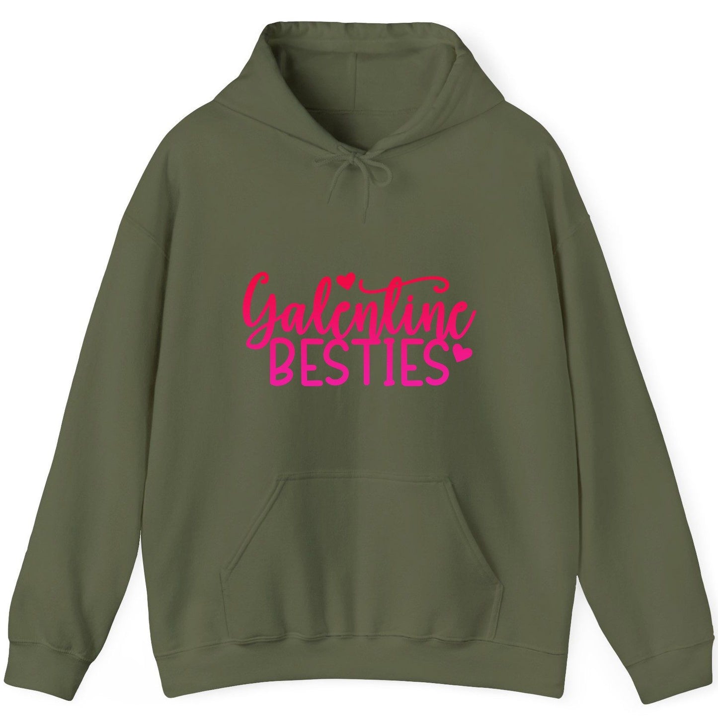 Galentine Besties galentine's day Hoodie Military Green product mockup