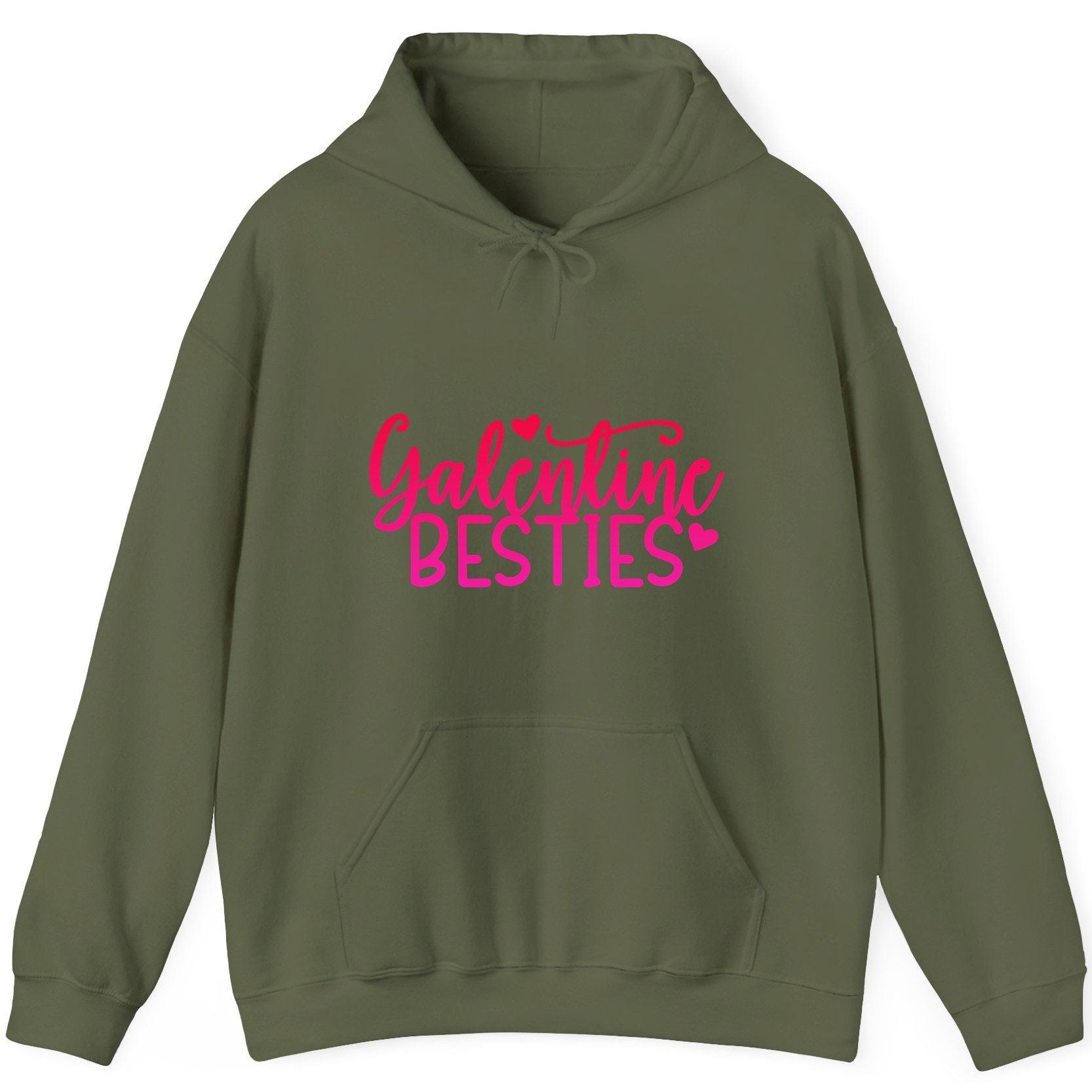 Galentine Besties galentine's day Hoodie Military Green product mockup