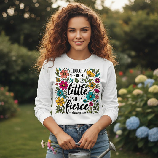 Though She Be but Little, She Is Fierce - Shakespeare shakespeare quote Long Sleeve Tee White lifestyle mockup