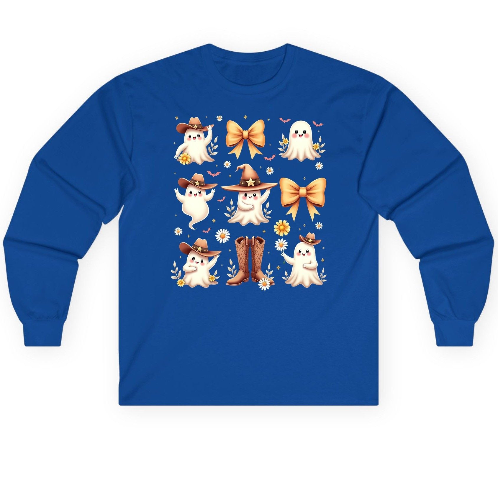 Boo Haw Cute Ghost cute ghost Long Sleeve Tee Royal product mockup