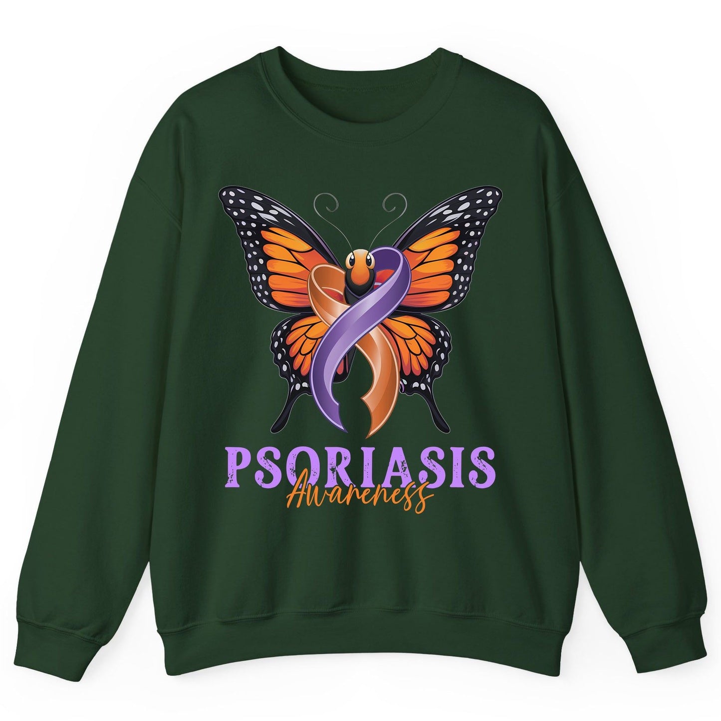 Psoriasis Awareness psoriasis awareness Sweatshirt Forest Green product mockup