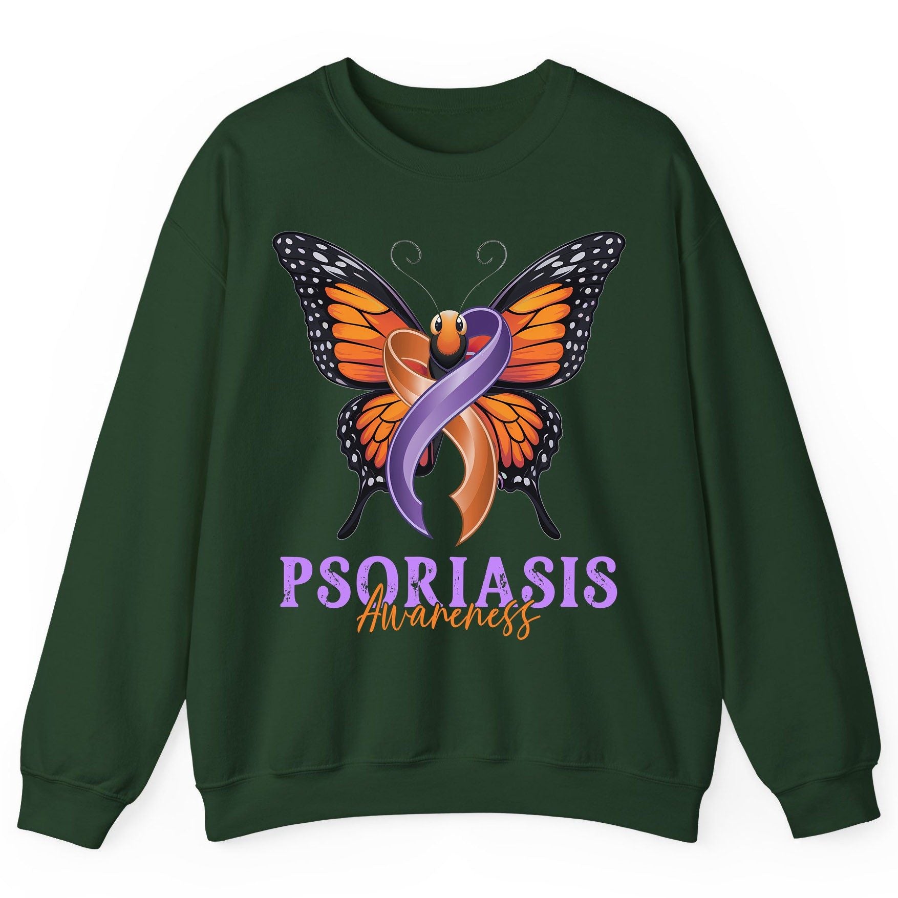 Psoriasis Awareness psoriasis awareness Sweatshirt Forest Green product mockup