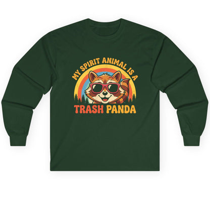 My Spirit Animal Is a Trash Panda raccoon Long Sleeve Tee Forest Green product mockup
