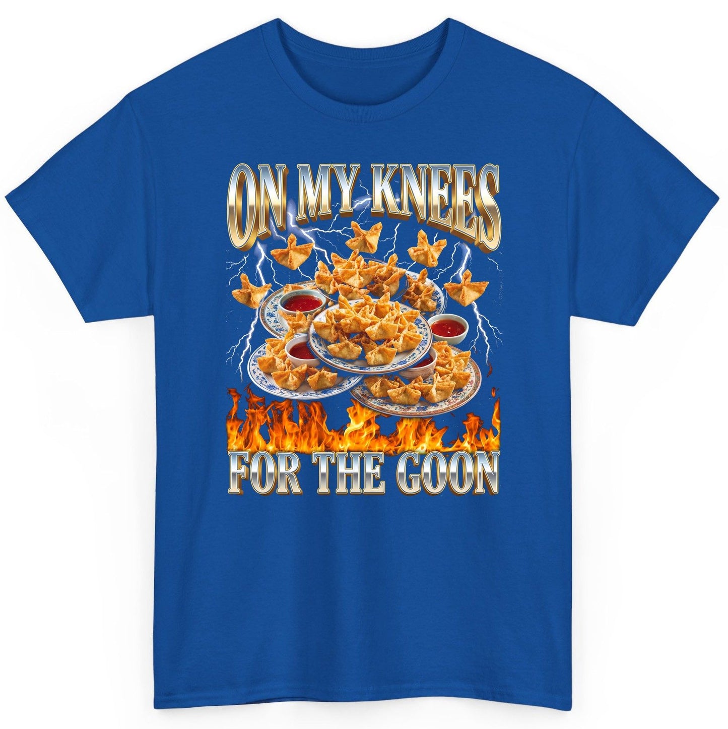 On My Knees for the Goon crab rangoon T-Shirt Royal product mockup