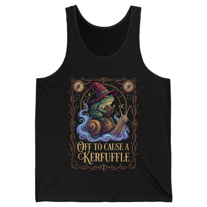 Off to Cause a Kerfuffle frog wizard Tank Top Black product mockup