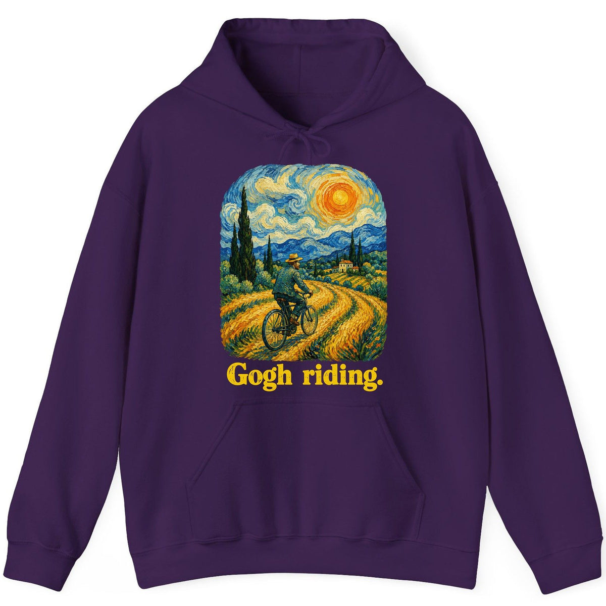 Gogh Riding van gogh parody Hoodie Purple product mockup