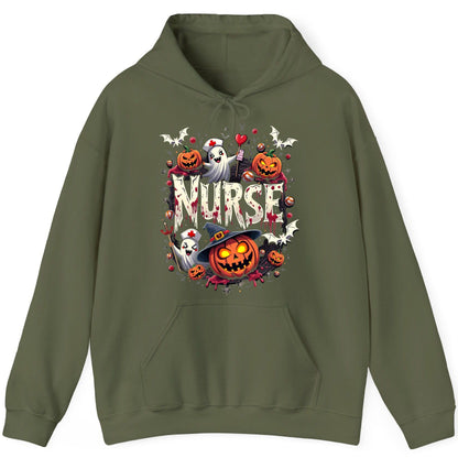 Nurse Halloween nurse Hoodie Military Green product mockup