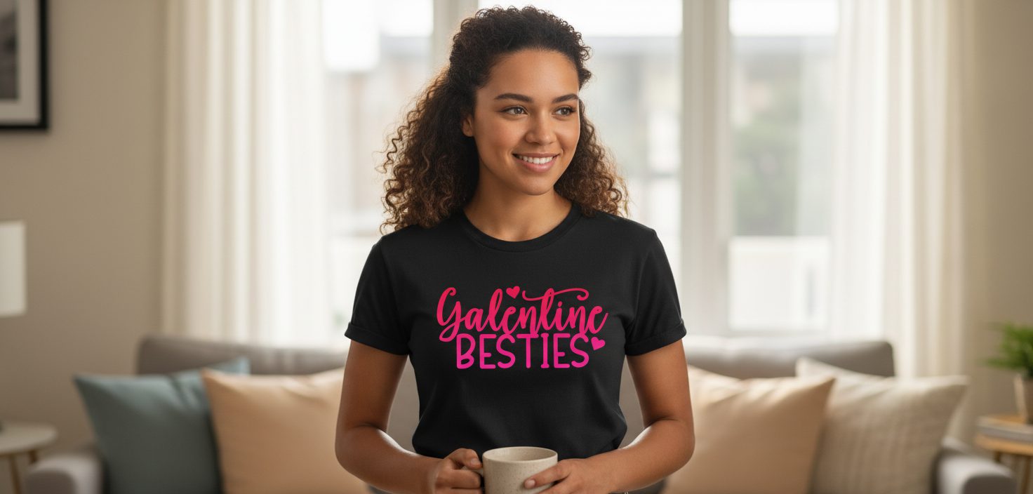 Galentine Besties galentine's day T-Shirt Black lifestyle mockup
