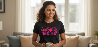 Galentine Besties galentine's day T-Shirt Black lifestyle mockup