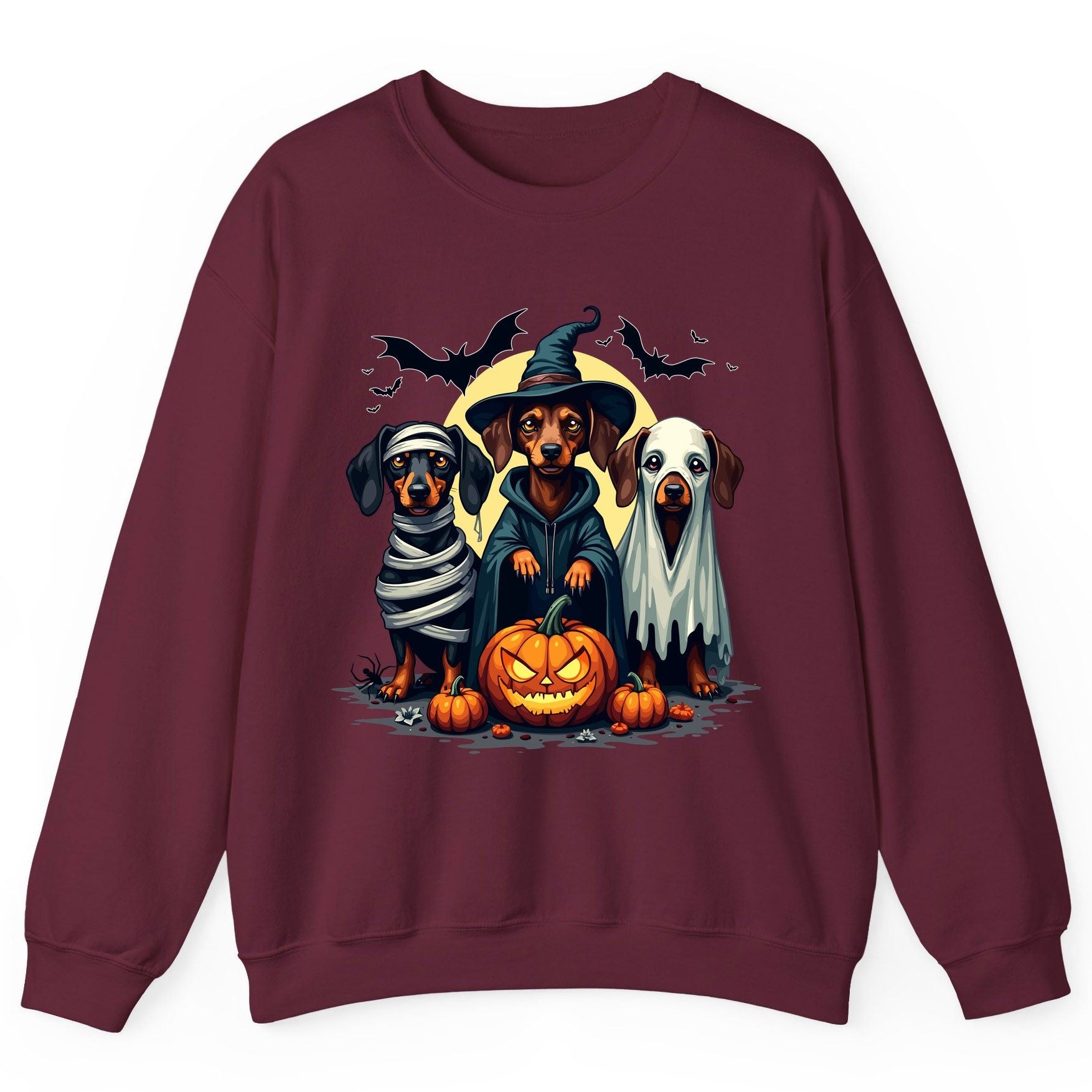 Dachshund Halloween Costumes dachshunds Sweatshirt Maroon product mockup