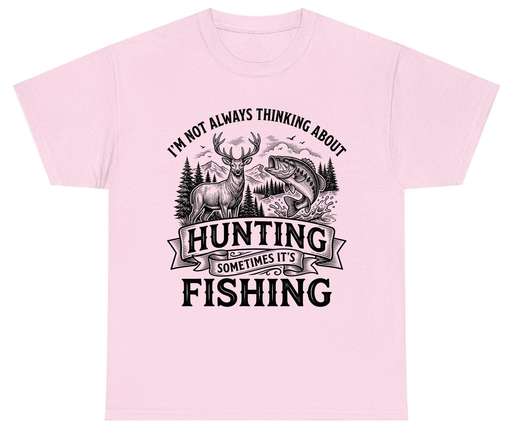 I'm Not Always Thinking About Hunting Sometimes It's Fishing hunting and fishing Youth T-Shirt Light Pink product mockup