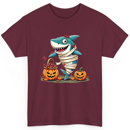Mummy Shark Halloween shark T-Shirt Maroon product mockup