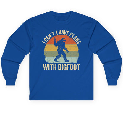 I Can't I Have Plans with Bigfoot bigfoot Long Sleeve Tee Royal product mockup