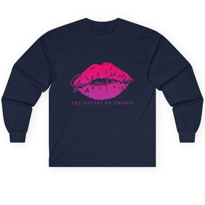 Galentines the Sisters We Choose galentine's day Long Sleeve Tee Navy product mockup
