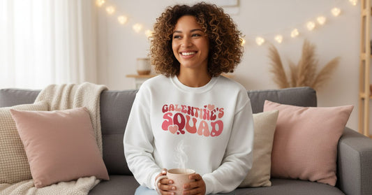 Galentine's Squad galentine's day Sweatshirt White lifestyle mockup