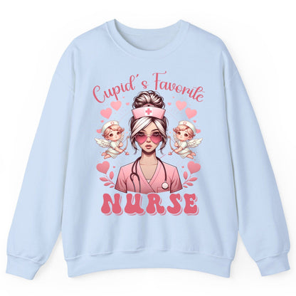 Cupid's Favorite Nurse nurse Sweatshirt Light Blue product mockup