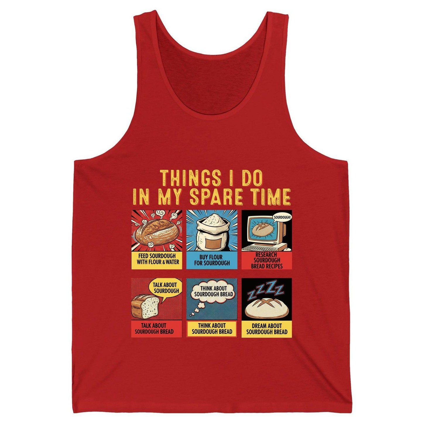 Things I Do in My Spare Time sourdough bread baking Tank Top Red product mockup
