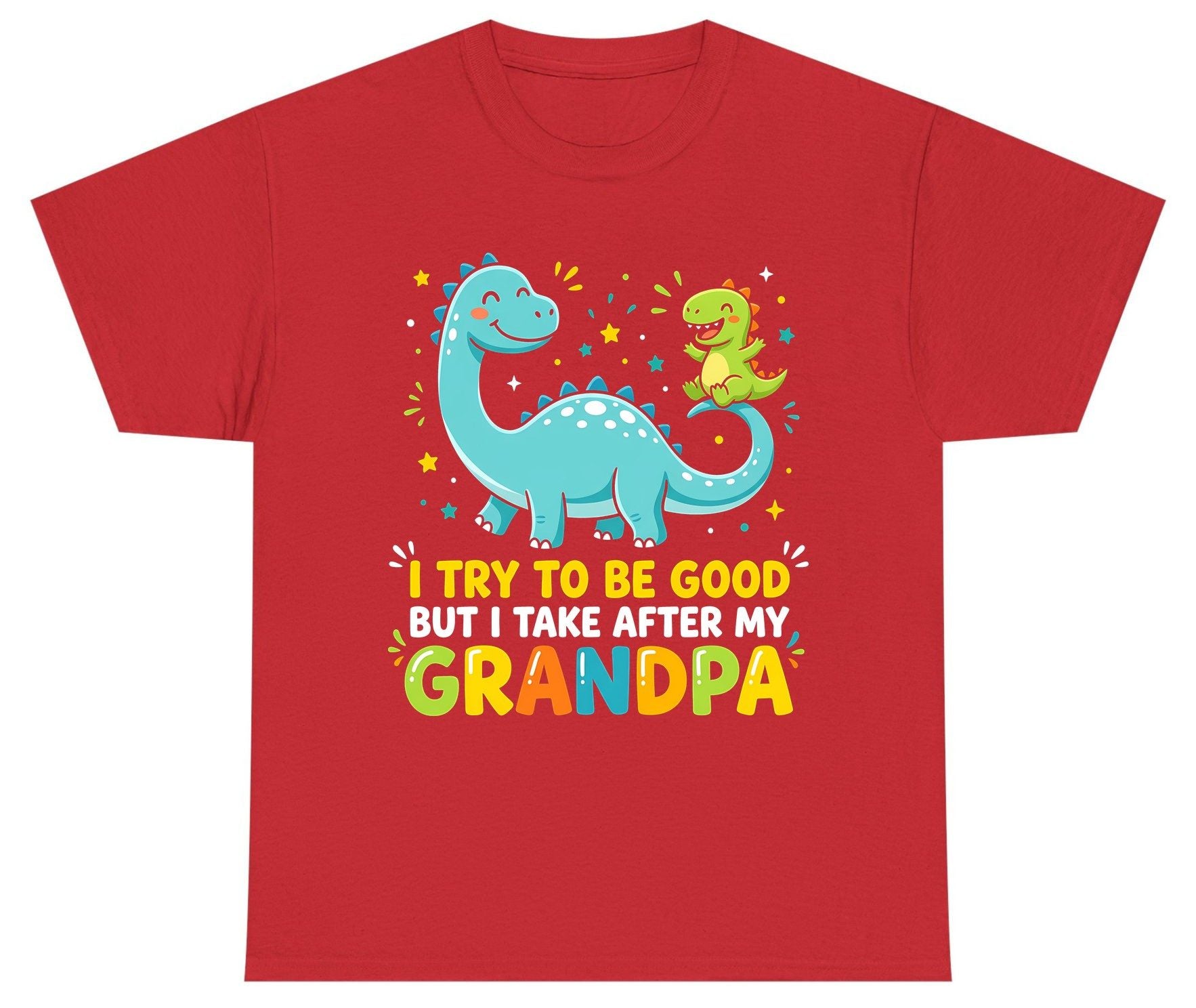 I TRY TO BE GOOD BUT I TAKE AFTER MY Grandpa Youth T-Shirt - product mockup - Red