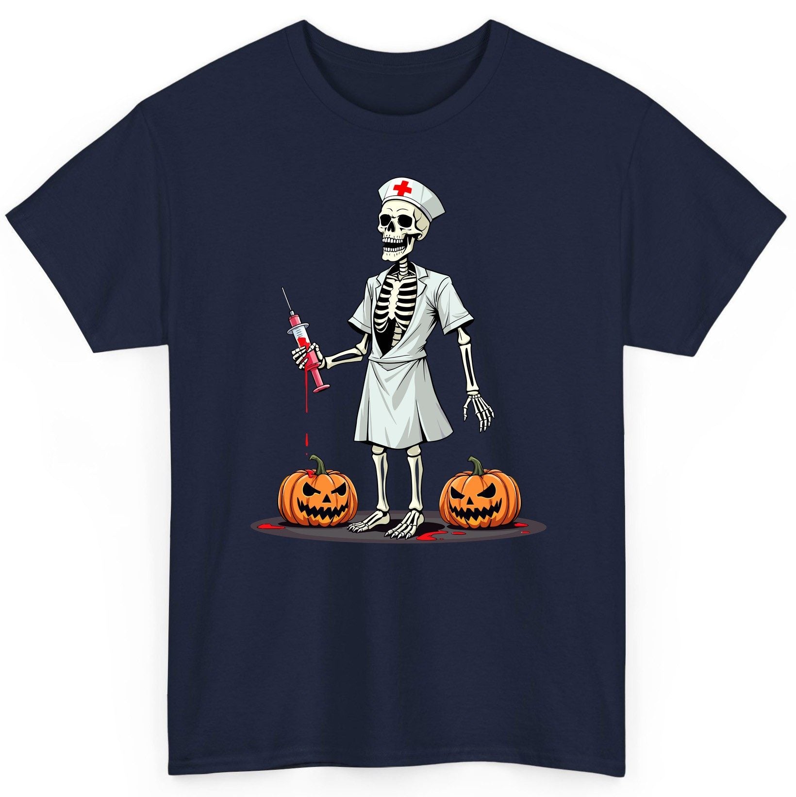 Spooky Skeleton Nurse Halloween skeleton nurse T-Shirt Navy product mockup