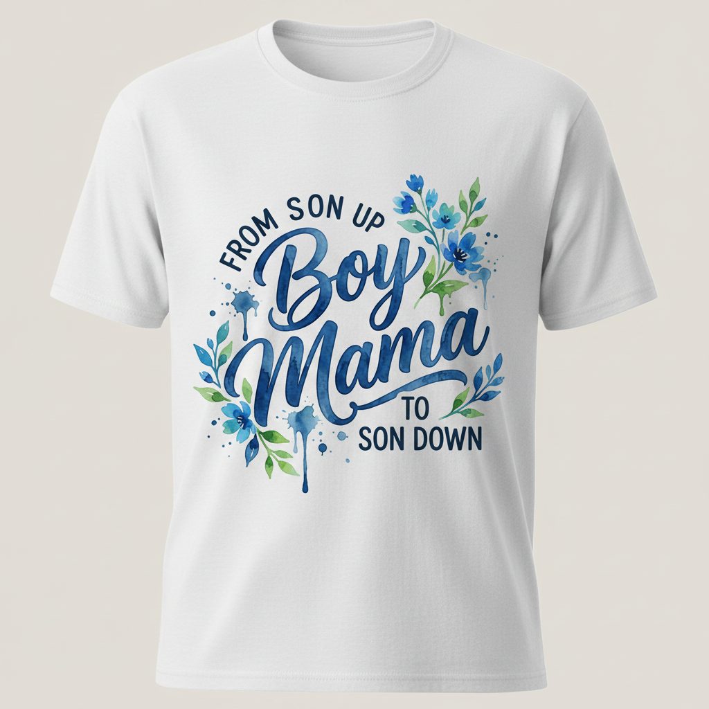 From Son Up Boy Mama to Son Down Moms T-Shirt - product mockup - White