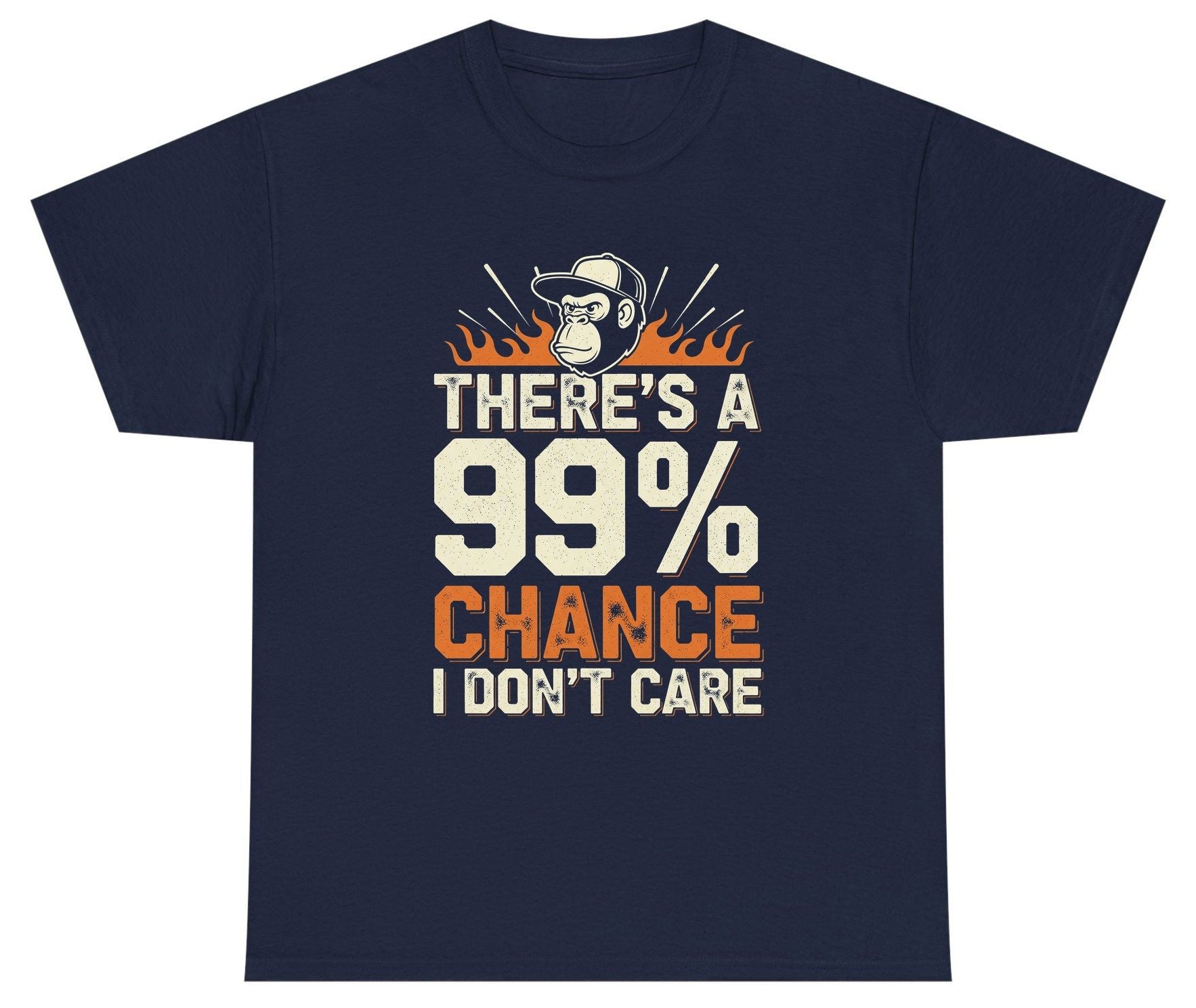 There's a 99% Chance I Don't Care sarcastic monkey Youth T-Shirt Navy product mockup