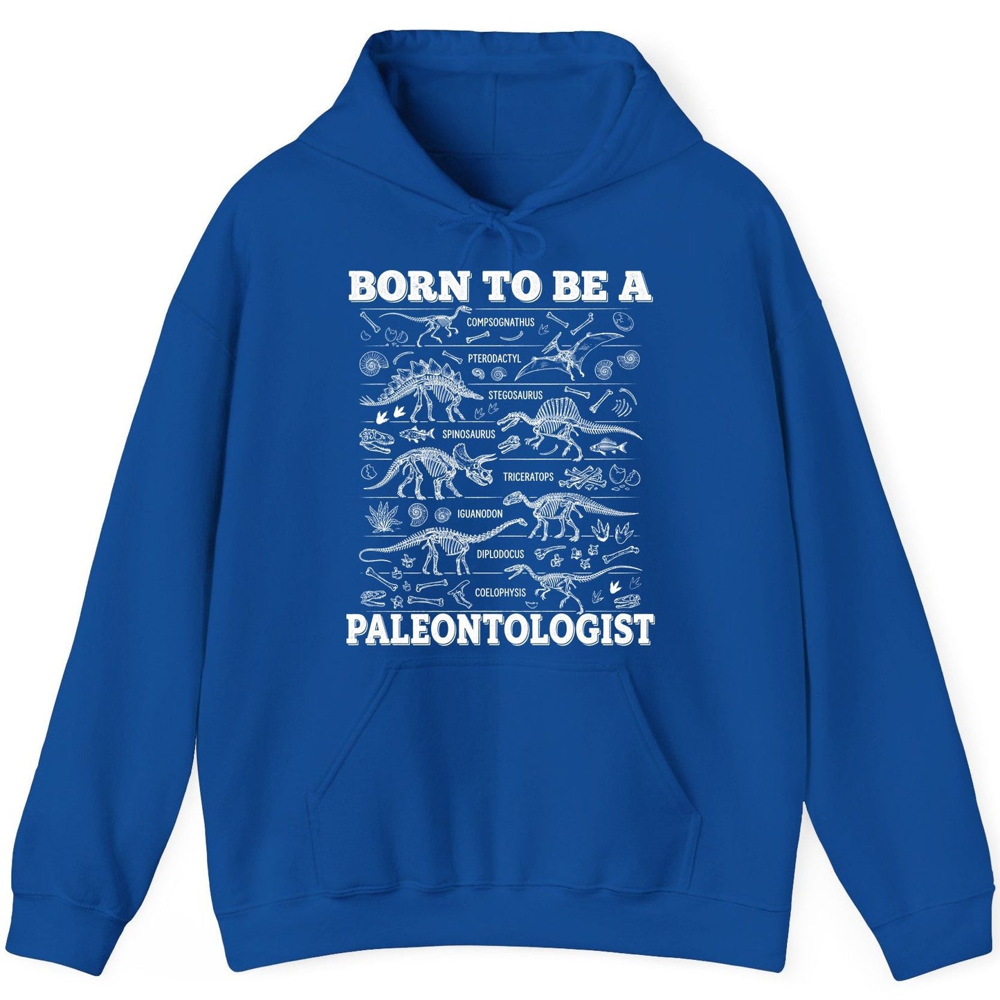 Born to Be a Paleontologist dinosaur skeletons Hoodie Royal product mockup