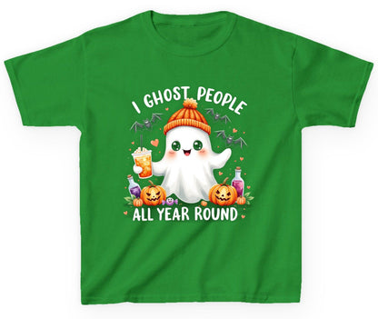 I Ghost People All Year Round cute ghost Youth T-Shirt Irish Green product mockup