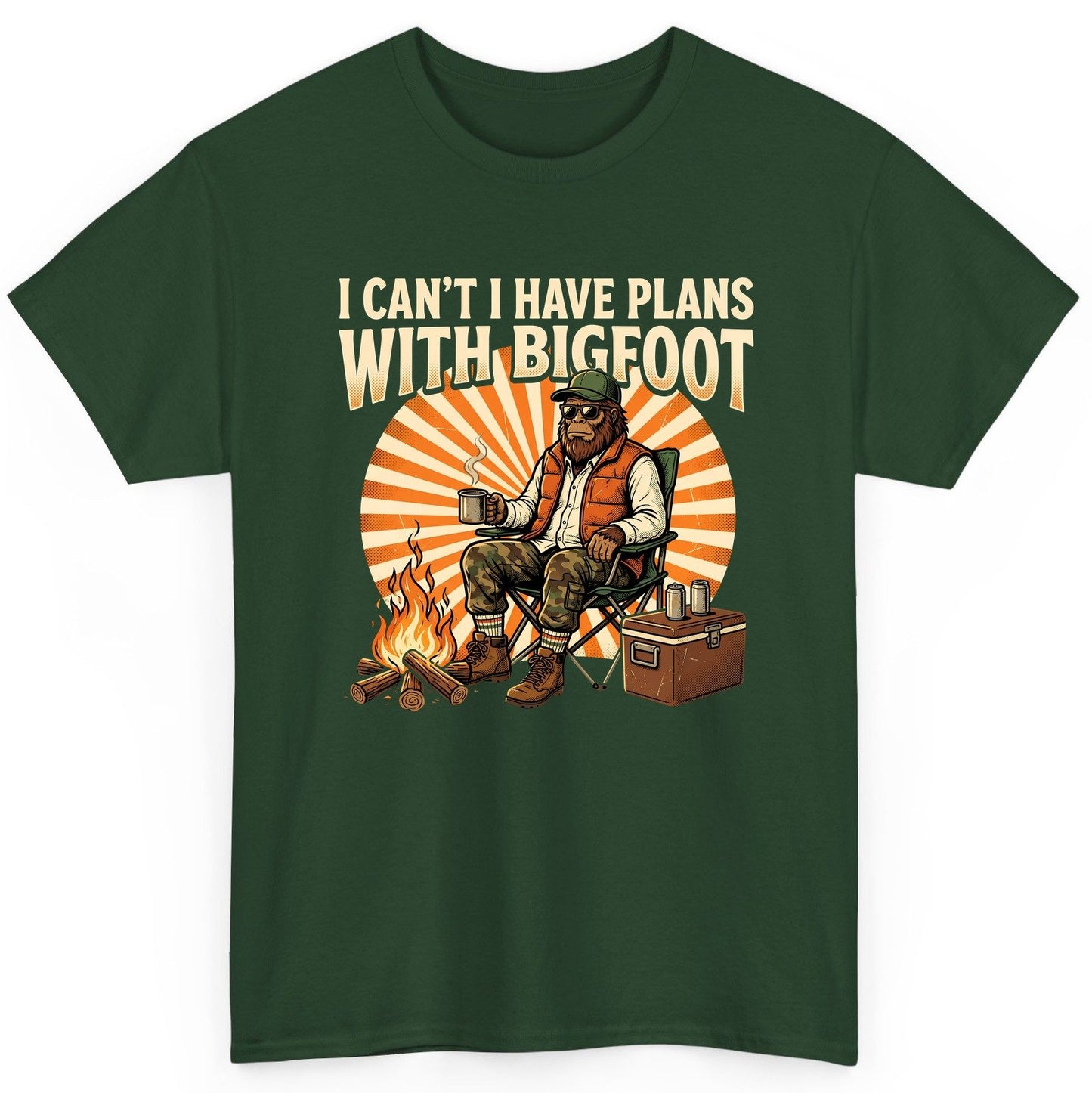 I Can't I Have Plans with Bigfoot bigfoot T-Shirt Forest Green product mockup