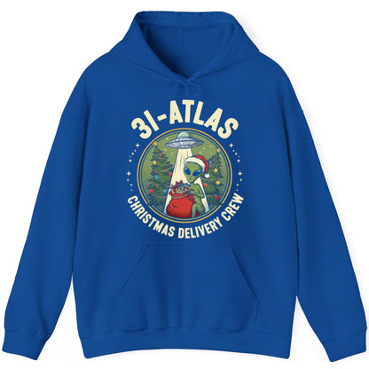 31-Atlas Christmas Delivery Crew alien Christmas Hoodie Royal product mockup