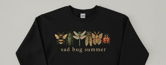 Sad Bug Summer Vintage Insects Sweatshirt - product mockup - Black
