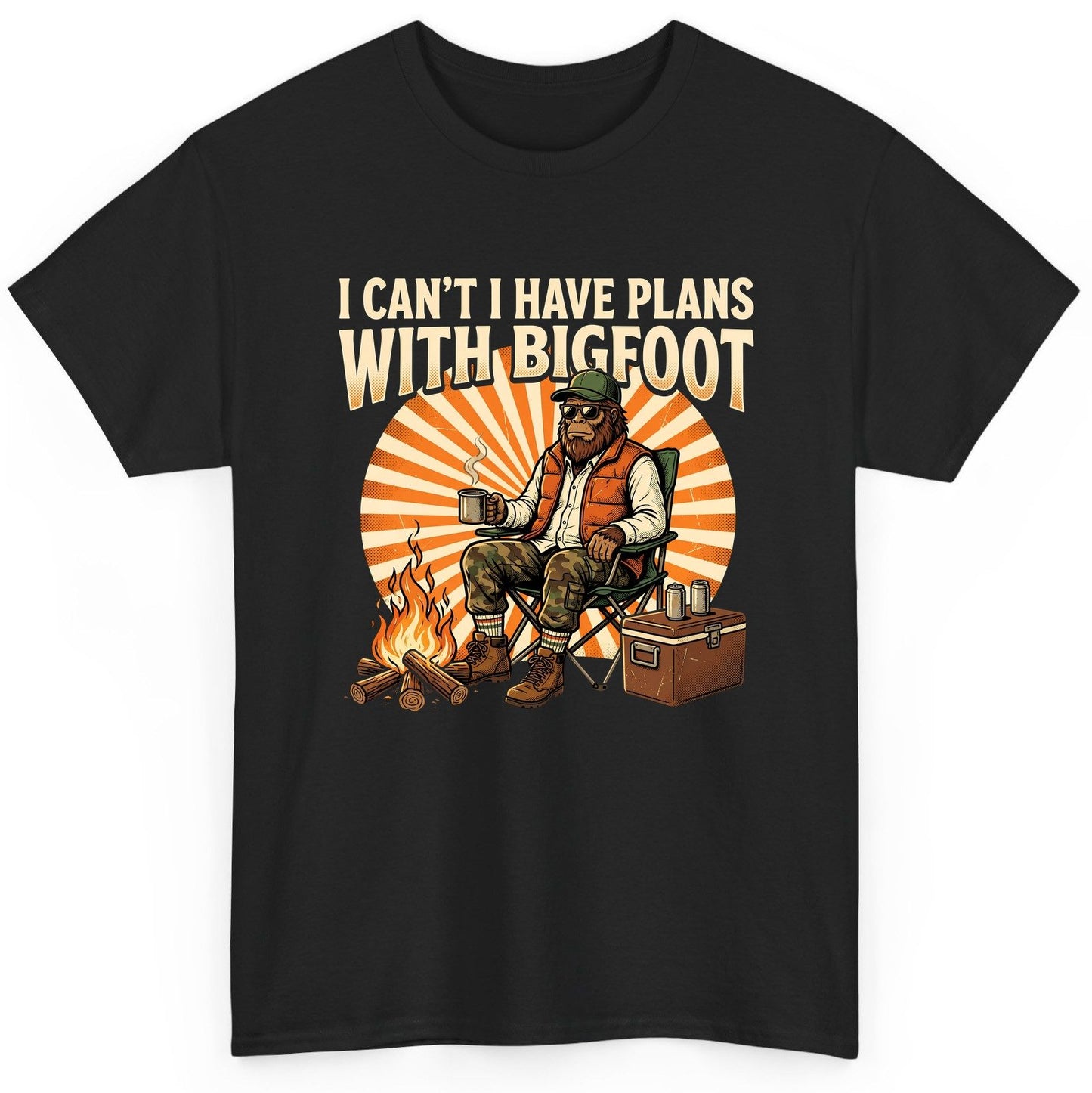 I Can't I Have Plans with Bigfoot bigfoot T-Shirt Black product mockup