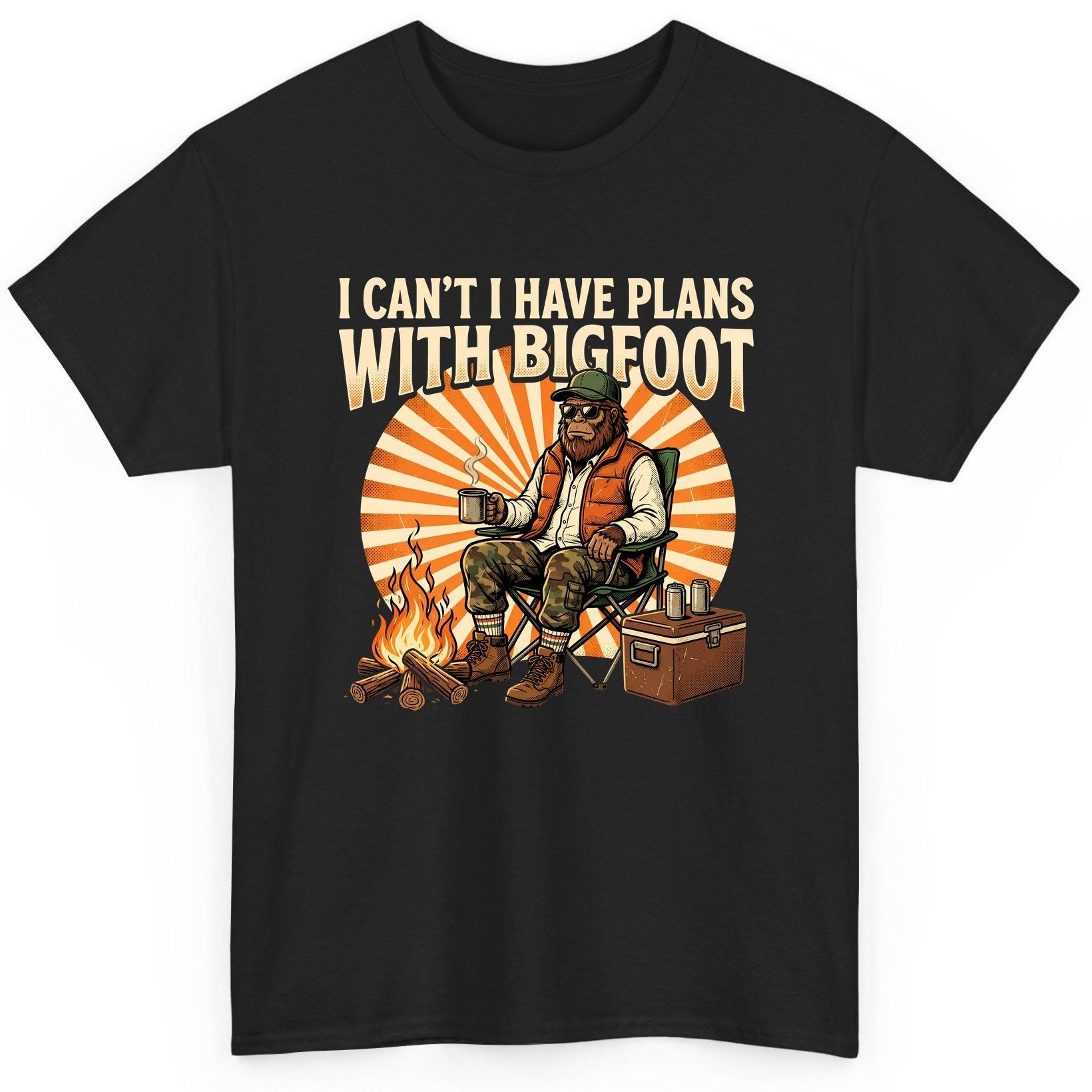 I Can't I Have Plans with Bigfoot bigfoot T-Shirt Black product mockup