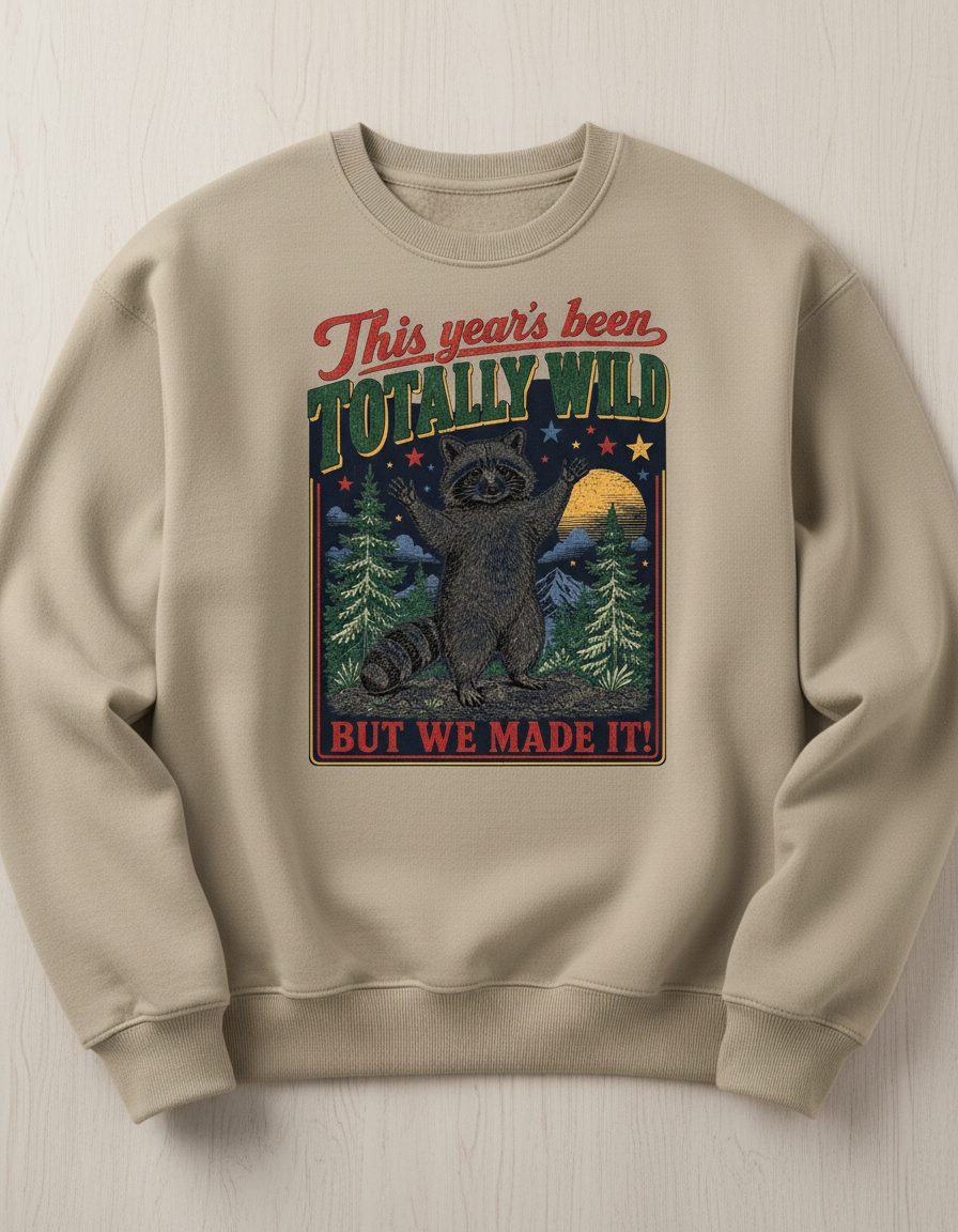 Totally Wild Raccoon Funny Animal Lovers Sweatshirt - product mockup - Sand